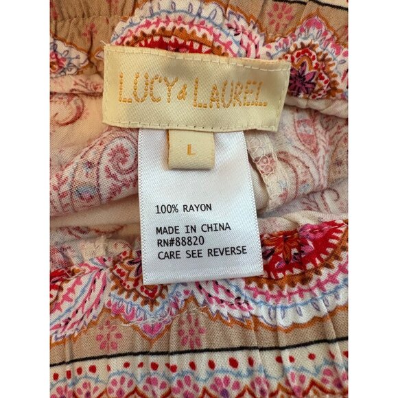 Bohemian Lucy & Laurel Size Large Paisley Print‎ Pants With Elastic Waist - Picture 7 of 8